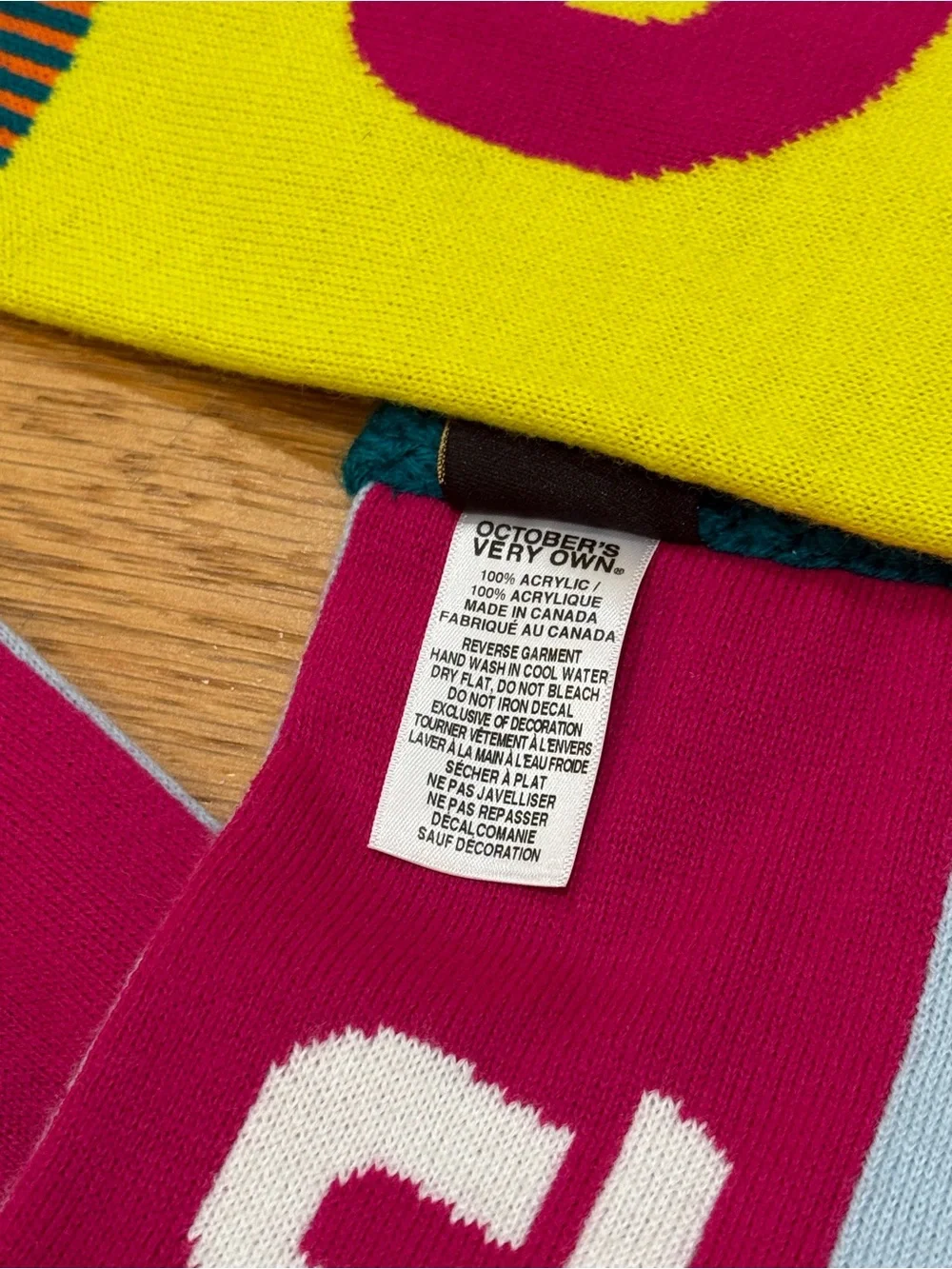 October's Very Own OVO Owl Scarf Orange Yellow Blue Winter Scarf Toque Drake